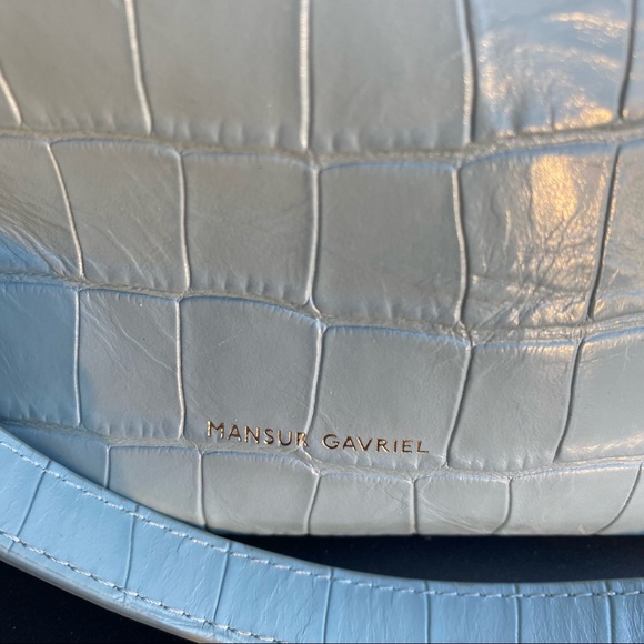 Mansur Gavriel Blue Croc Mini Bucket Bag - Picture 9 of 14